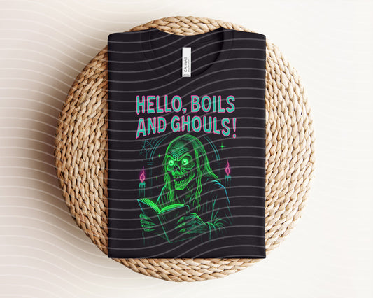 Hello Boils and Ghouls Neon Graphic Tee