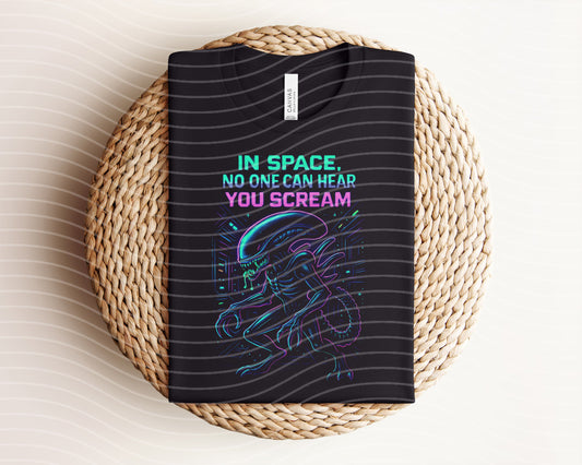 In Space No One Can Hear You Scream Neon Graphic Tee