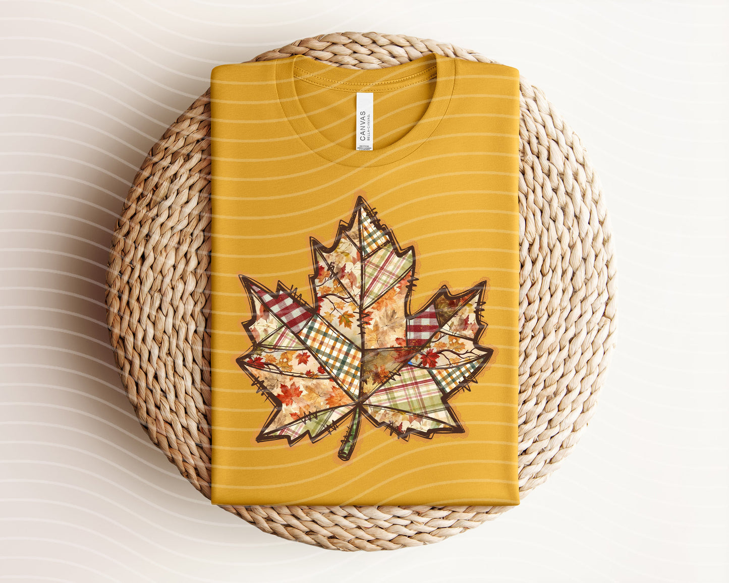 Faux Embroidery Leaf Graphic Tee