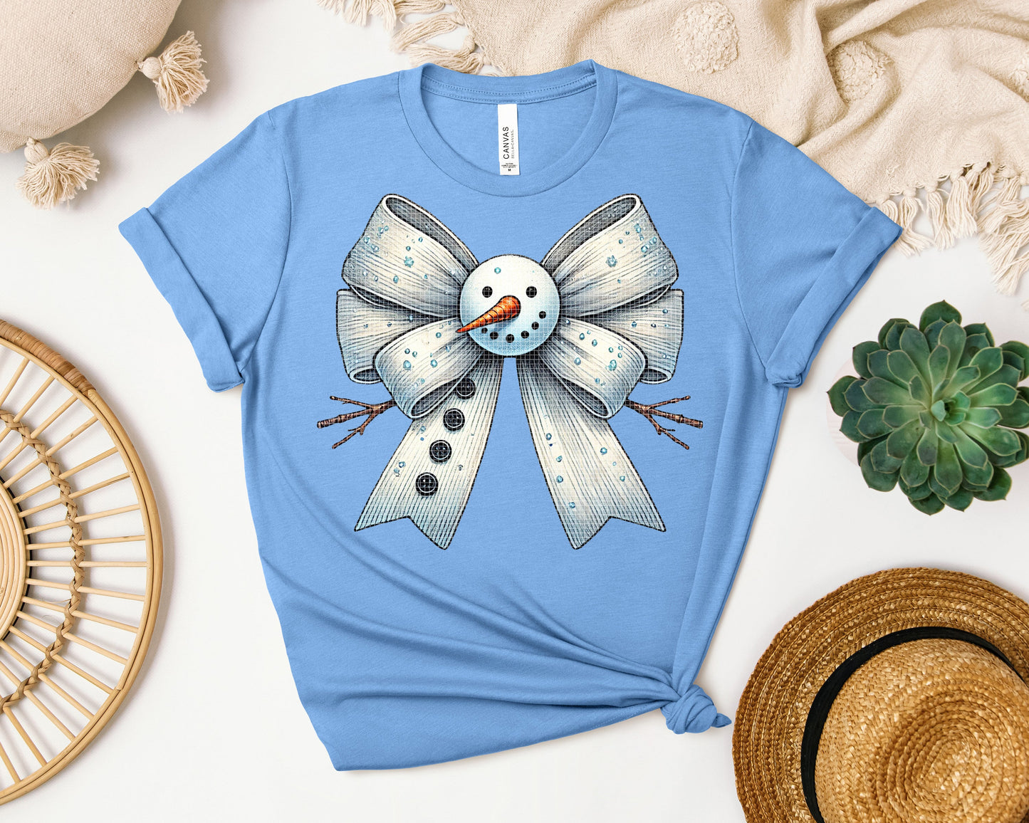 Snowman Bow Graphic Tee