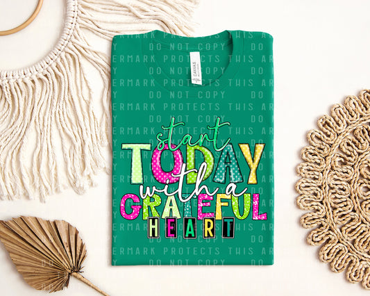 Start Today with a Grateful Heart Graphic Tee