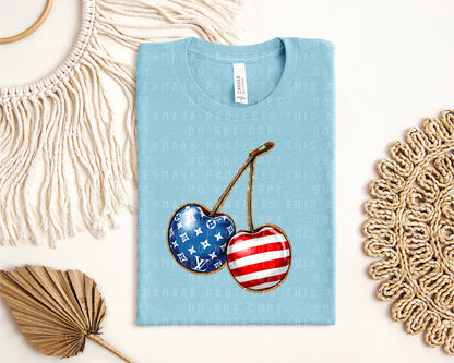 Patriotic Cherries Graphic Tee