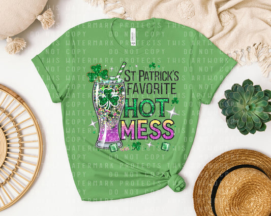 St Patricks Favorite Hot Mess Graphic Tee