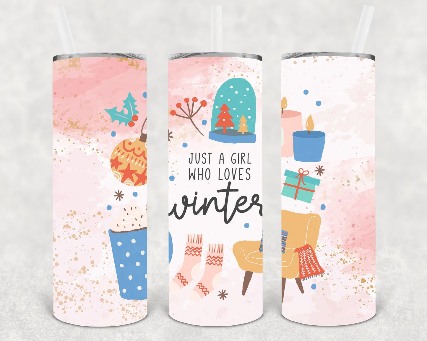 Just a Girl Who Loves Winter 20 oz Skinny Tumbler