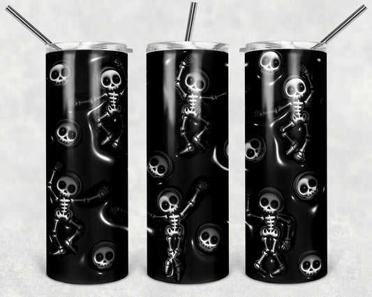 Skeleton Puffy 20 oz Skinny Tumbler
