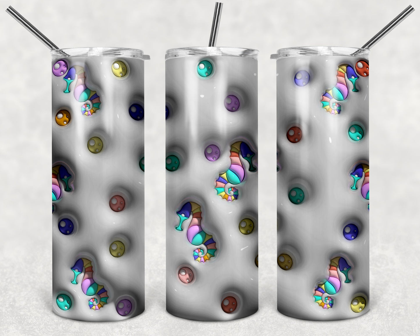 Sea Horse Puffy 20 oz Skinny Tumbler