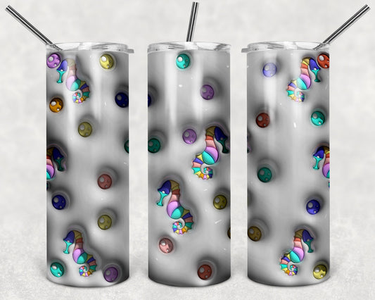 Sea Horse Puffy 20 oz Skinny Tumbler