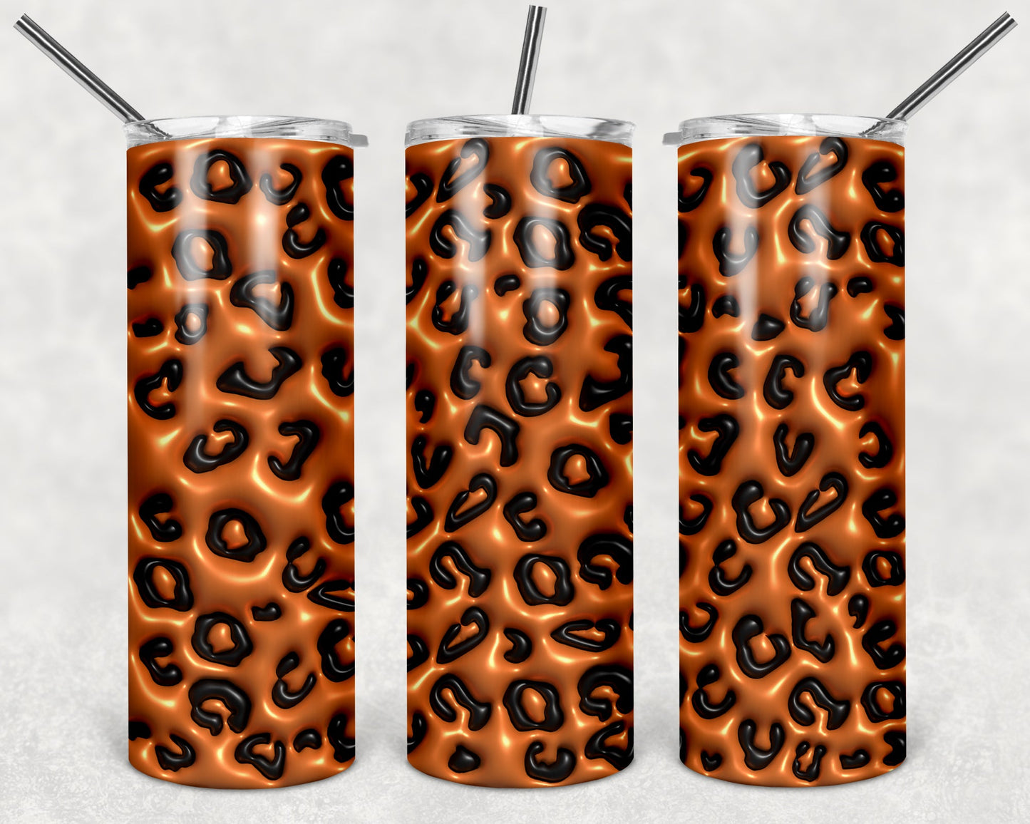 Orange Leopard Puffy 20 oz Skinny Tumbler