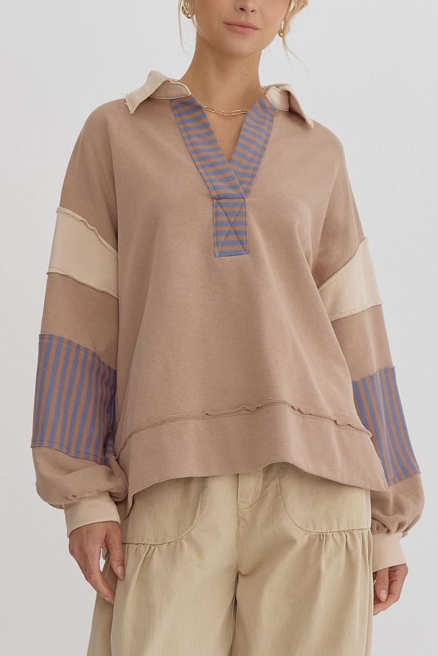 PREORDER: The Delinda Stripe and Color Blocking Pullover 11.11.24