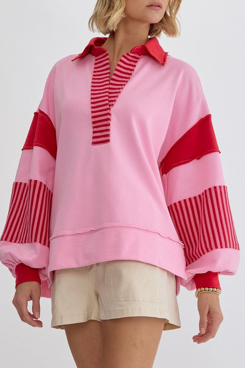 PREORDER: The Delinda Stripe and Color Blocking Pullover 11.11.24