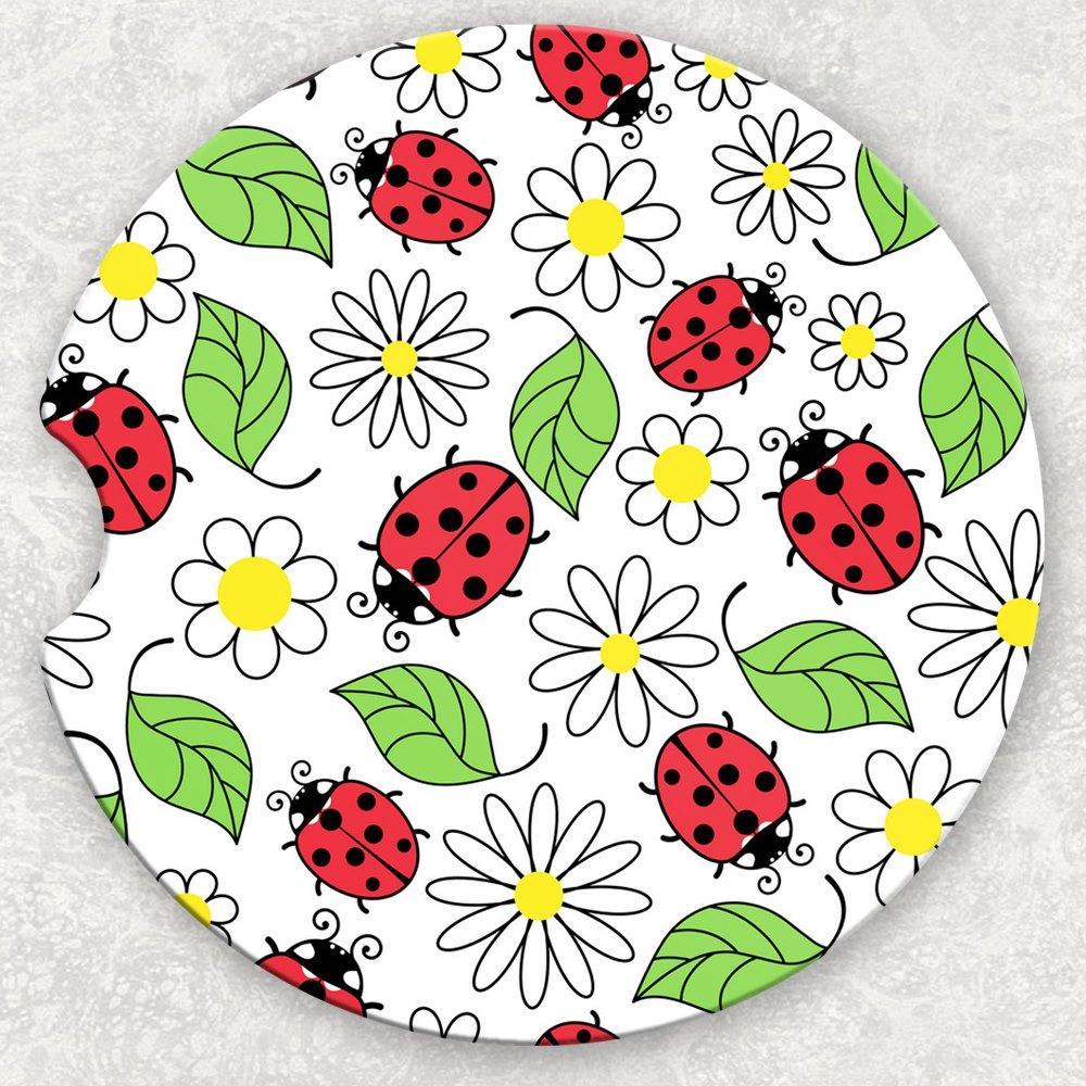 Car Coaster Set - Ladybugs and Daisies