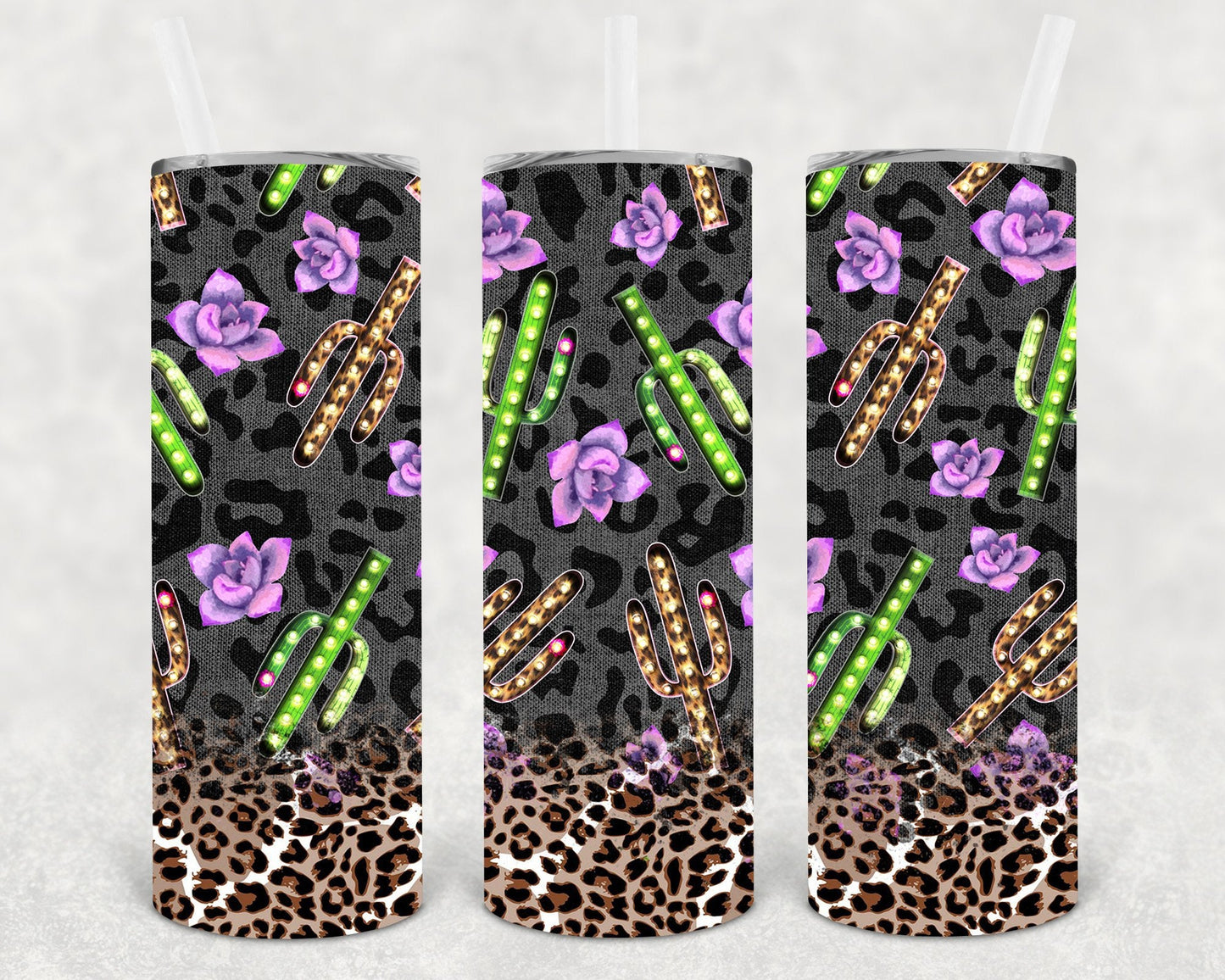 Leopard Cactus 20 oz Skinny Tumbler