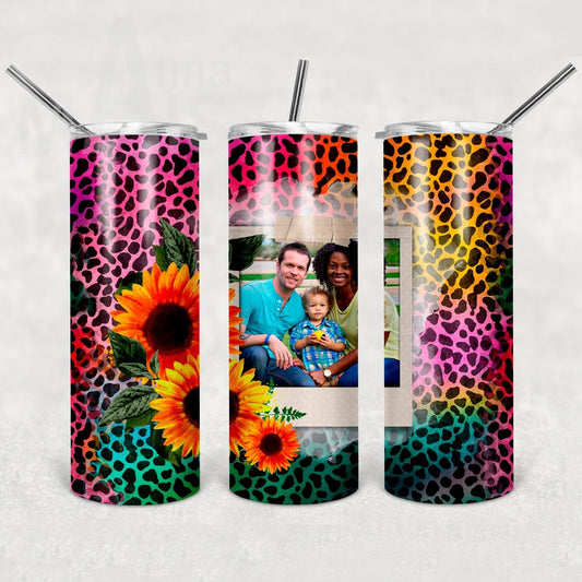 Leopard Sunflower Frame 20 oz Skinny Tumbler