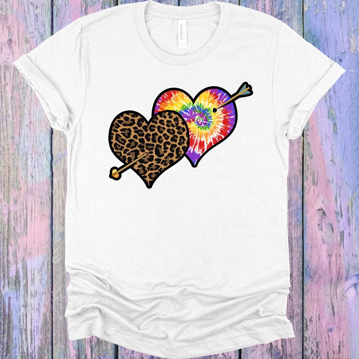 Leopard Tie Dye Hearts Graphic Tee