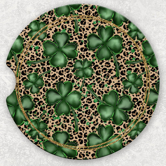 Car Coaster Set - Leopard and Clovers