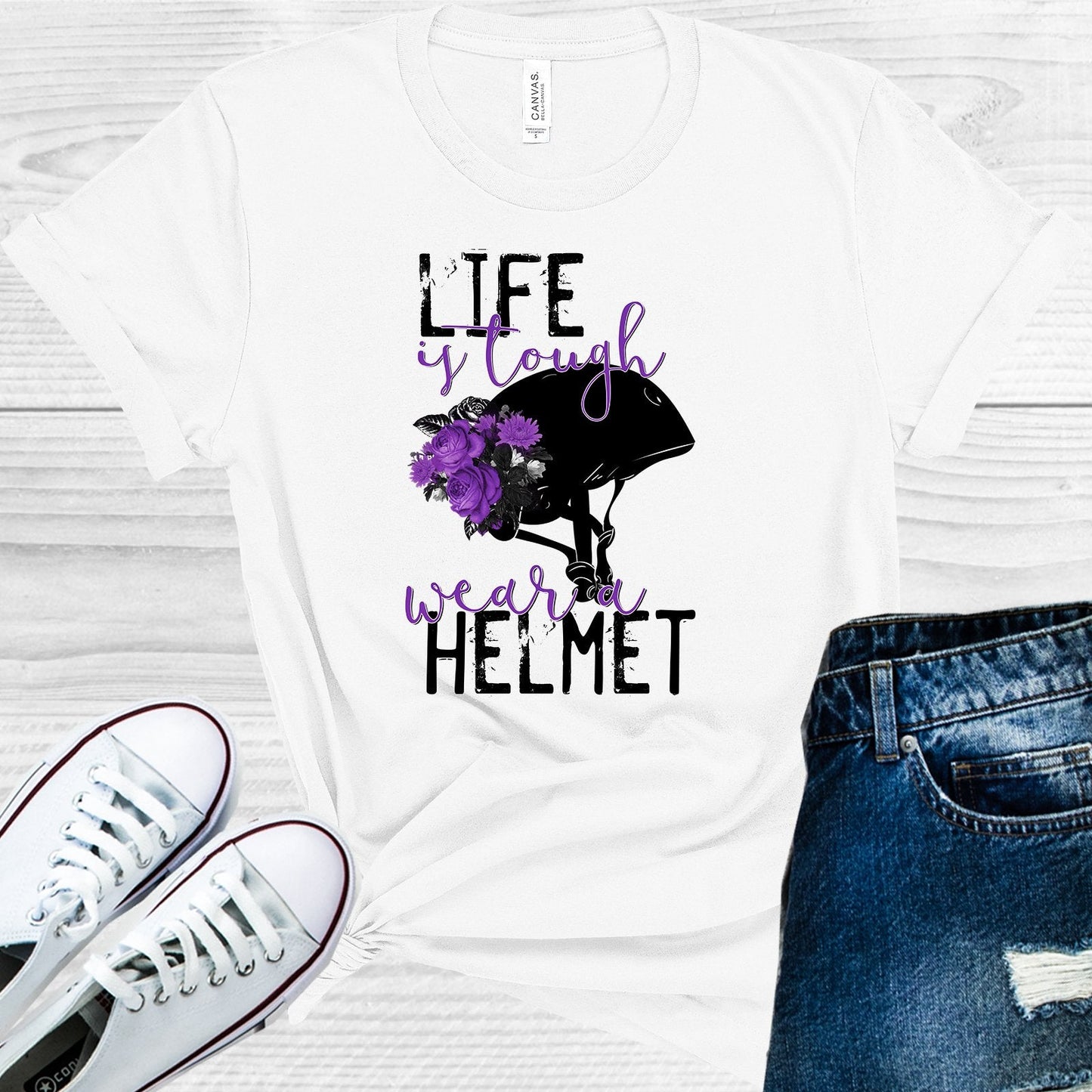 Life is Tough Wear a Helmet Graphic Tee