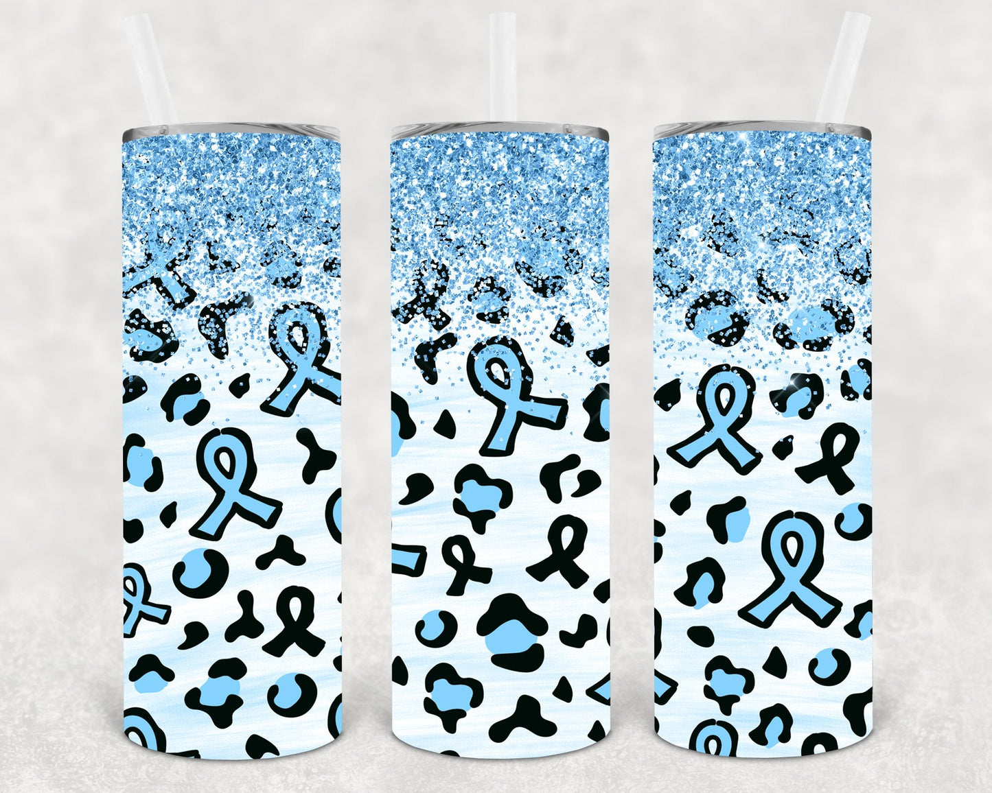 Light Blue Ribbon 20 oz Skinny Tumbler