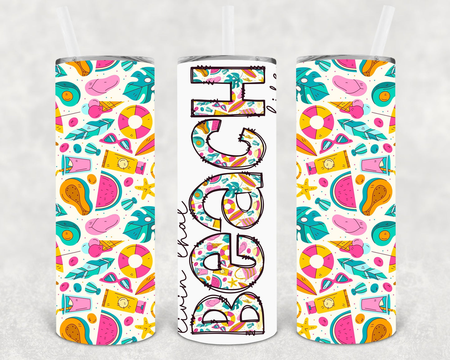 Livin That Beach Life 20 oz Skinny Tumbler