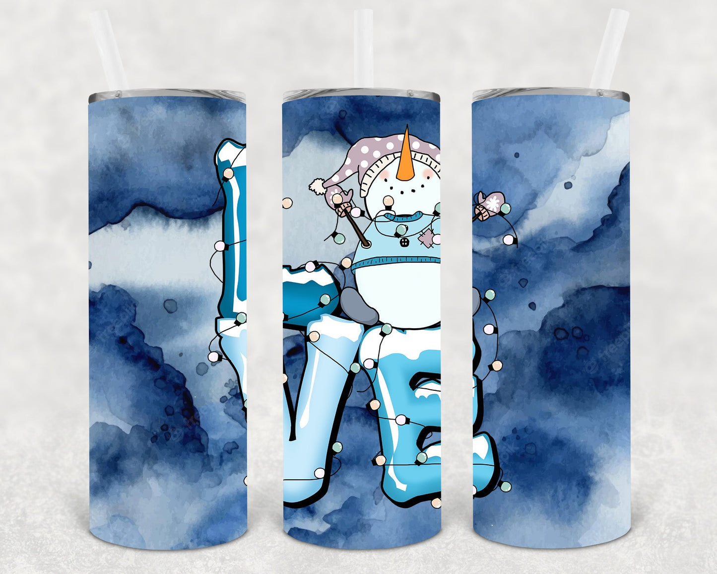 Love Snowman 20 oz Skinny Tumbler