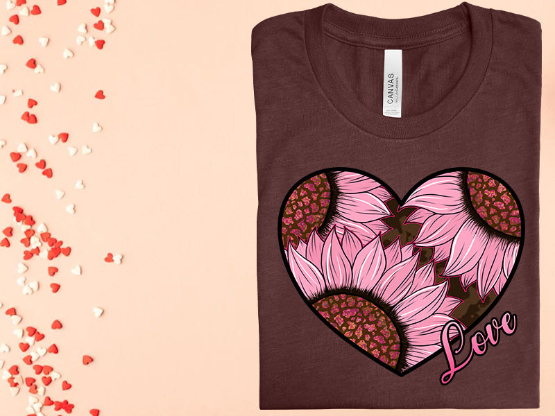 Love Sunflower Heart Graphic Tee