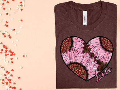Love Sunflower Heart Graphic Tee