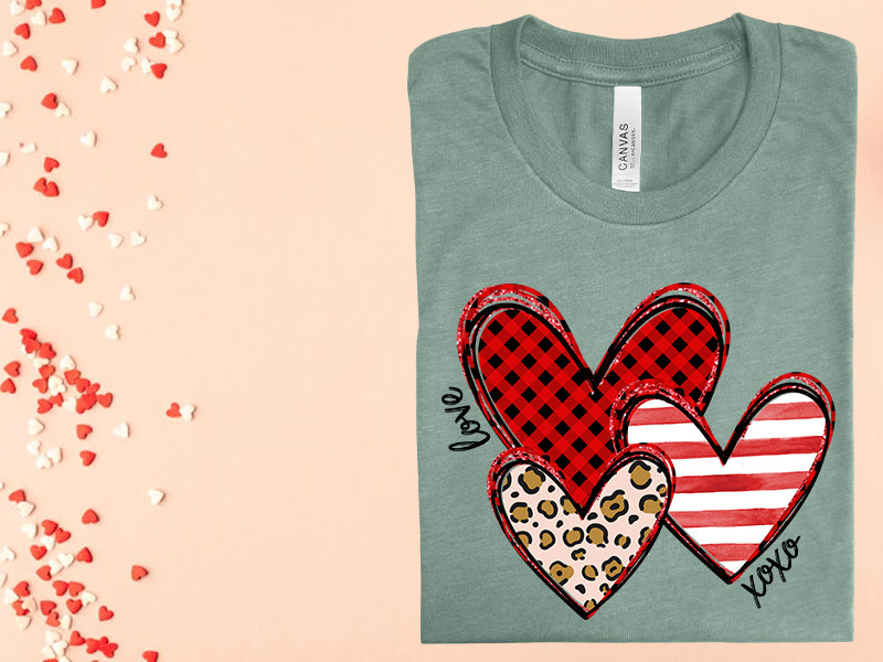 Love XOXO Hearts Graphic Tee
