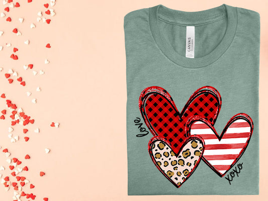 Love XOXO Hearts Graphic Tee