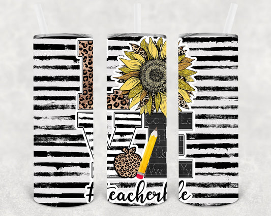 Love #teacherlife 20 oz Skinny Tumbler