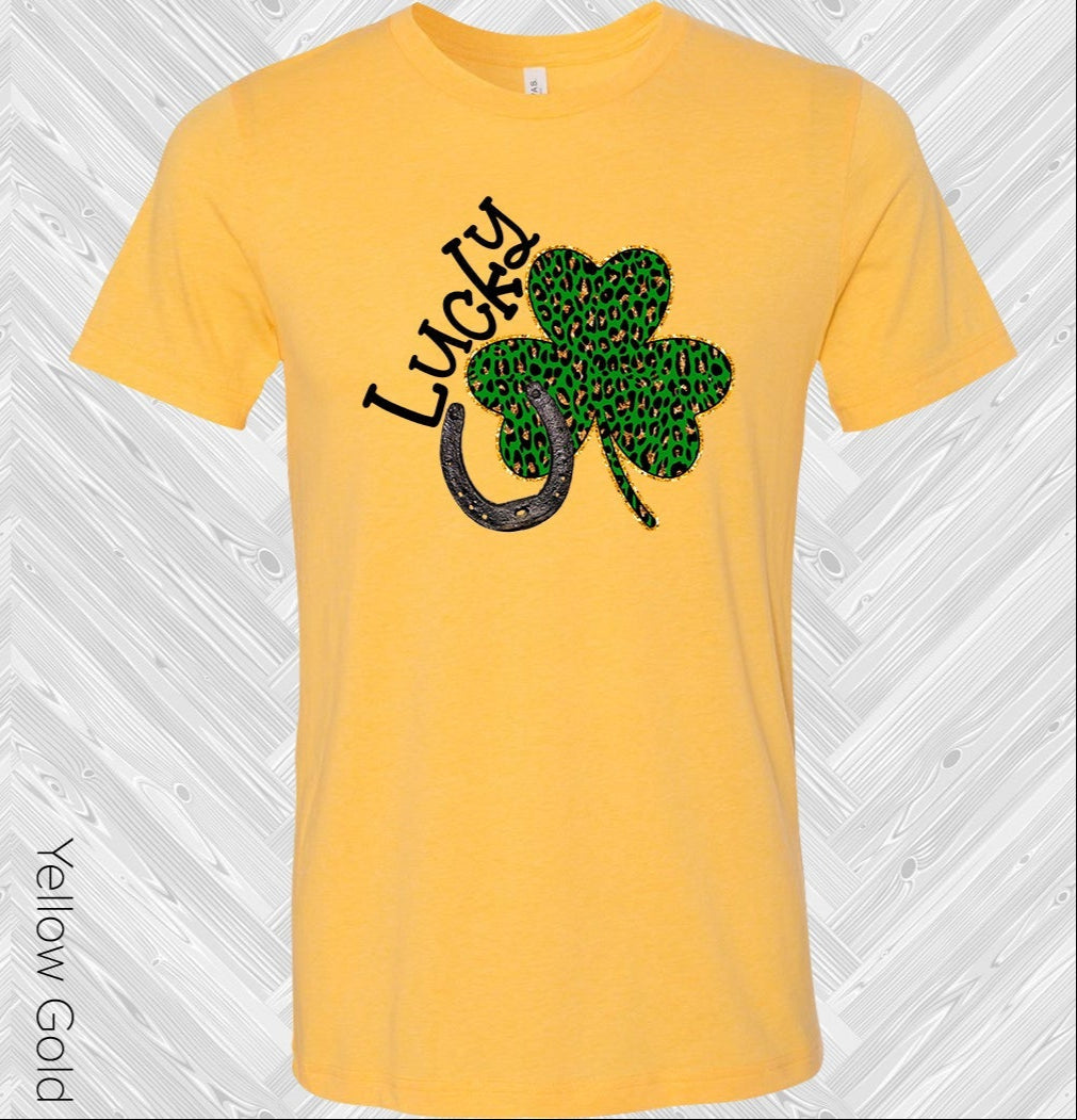 Lucky Leopard Shamrock Horseshoe St. Patrick's Day Graphic Tee