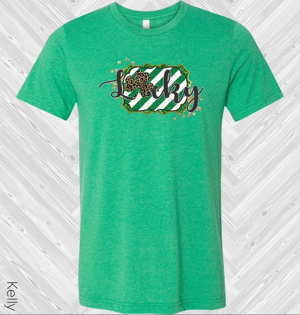 Lucky Leopard Shamrock Stripes St. Patrick's Day Graphic Tee