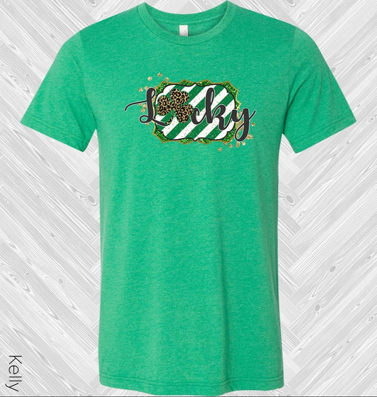 Lucky Leopard Shamrock Stripes St. Patrick's Day Graphic Tee