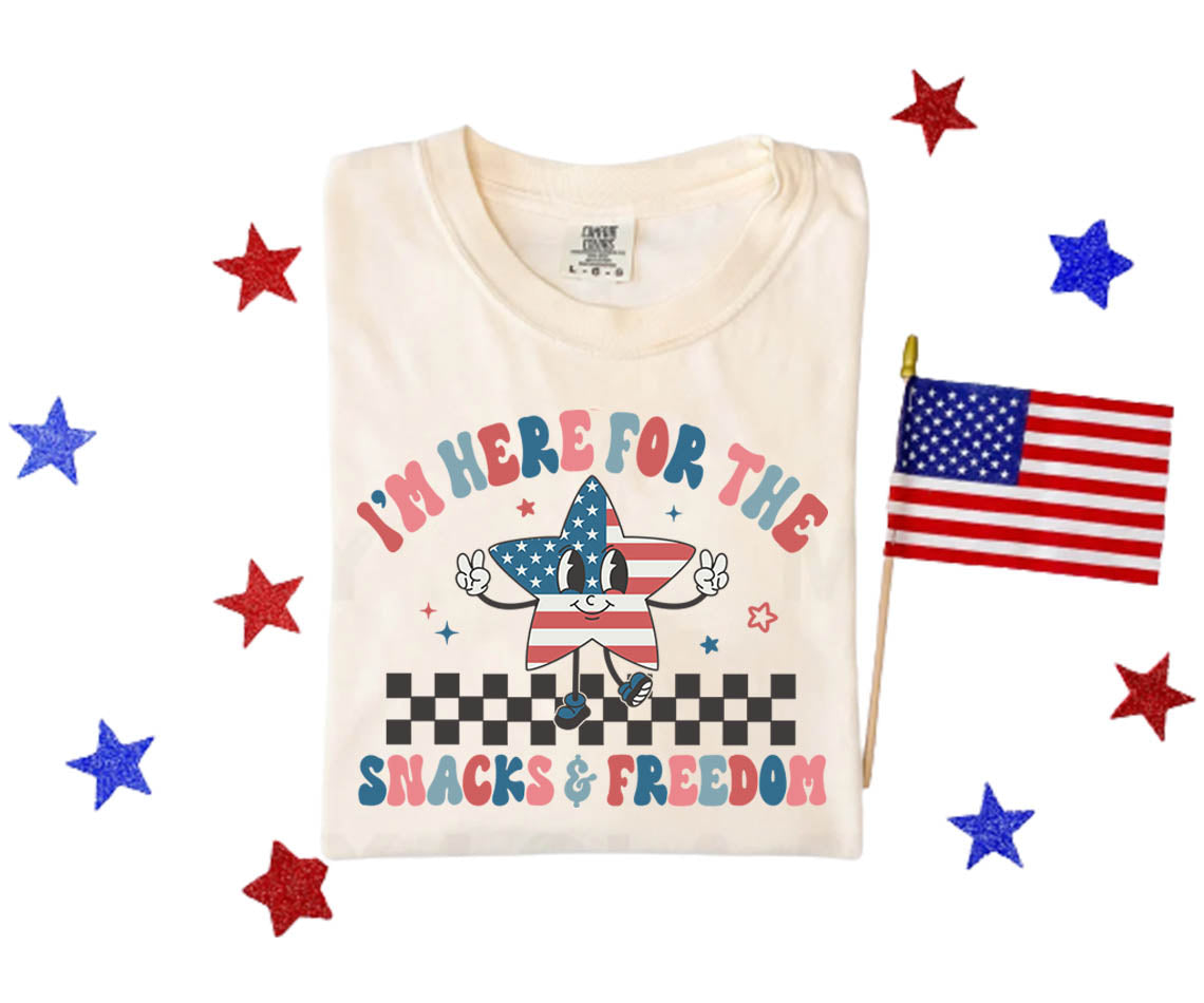 I'm Here for the Snacks & Freedom Graphic Tee