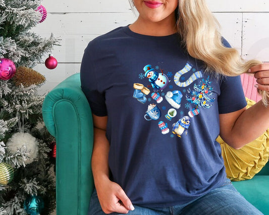 Blue Winter Heart Graphic Tee