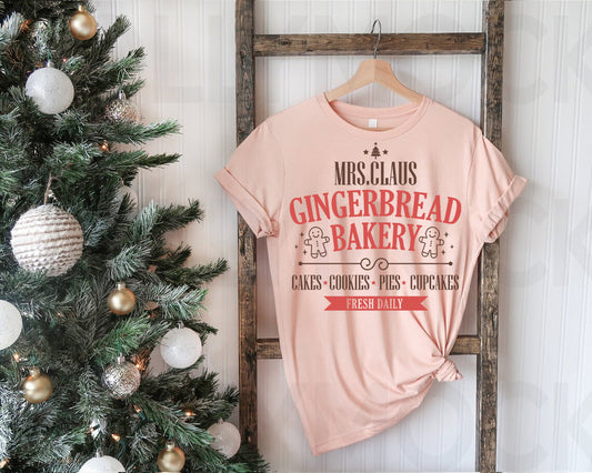 Mrs. Claus Gingerbread Bakery Graphic Tee