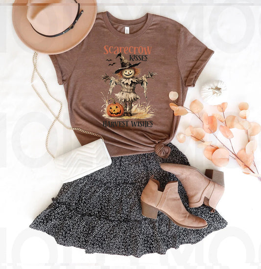 Scarecrow Kisses Harvest Wishes Graphic Tee
