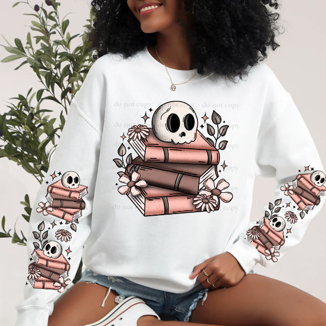 Floral Skull Books Graphic Tee