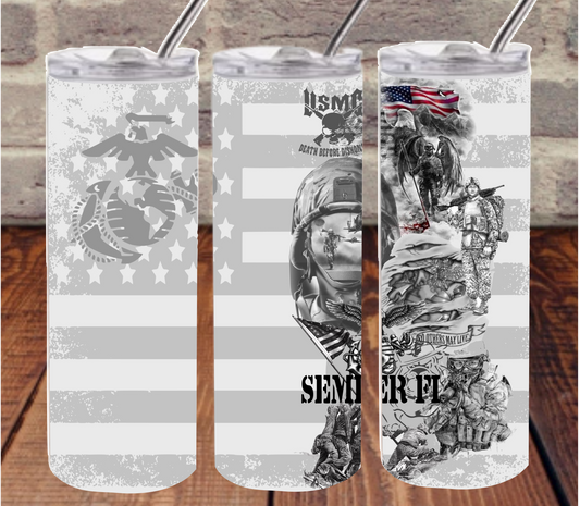 Marines 20 oz Skinny Tumbler