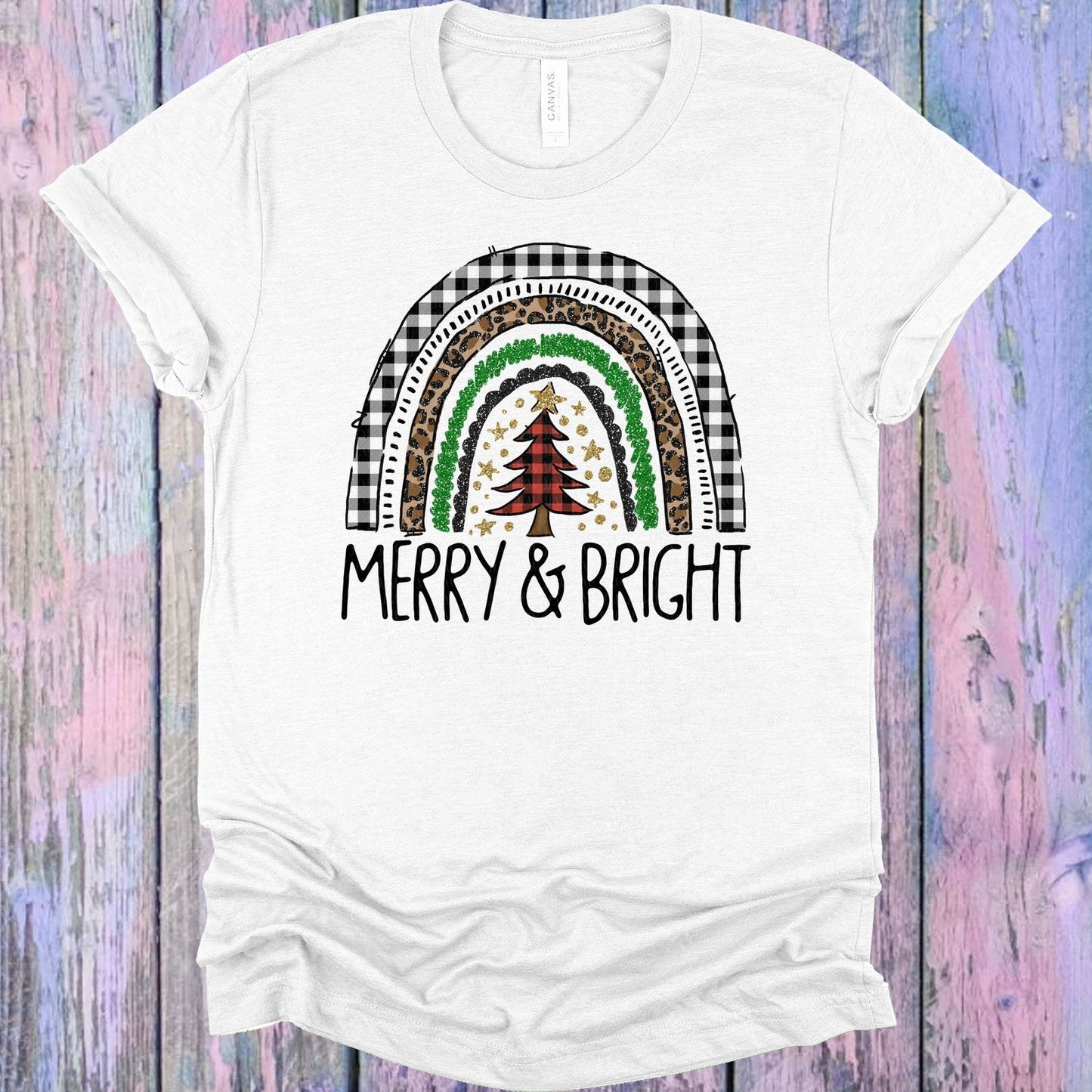 Merry and Bright Rainbow Graphic Tee