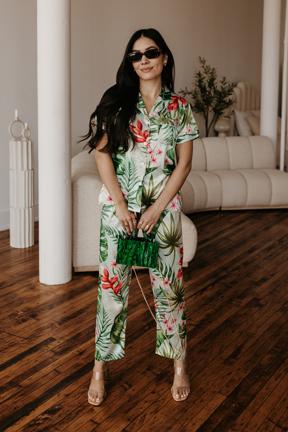 Mint Tropical Pajama Pants set