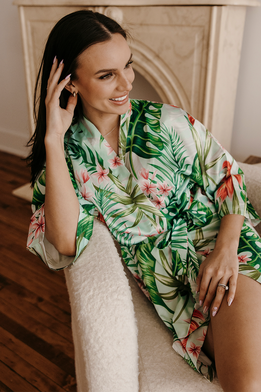 Mint Tropical Satin Robe