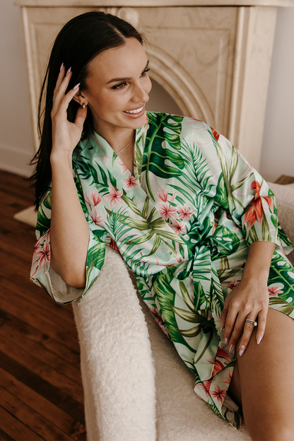 Mint Tropical Satin Robe