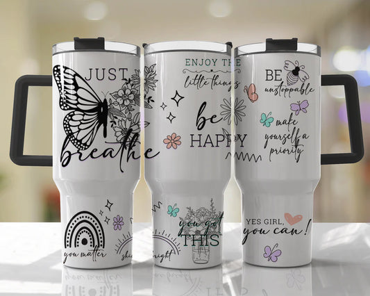 Just breathe BIG Tumbler with Handle