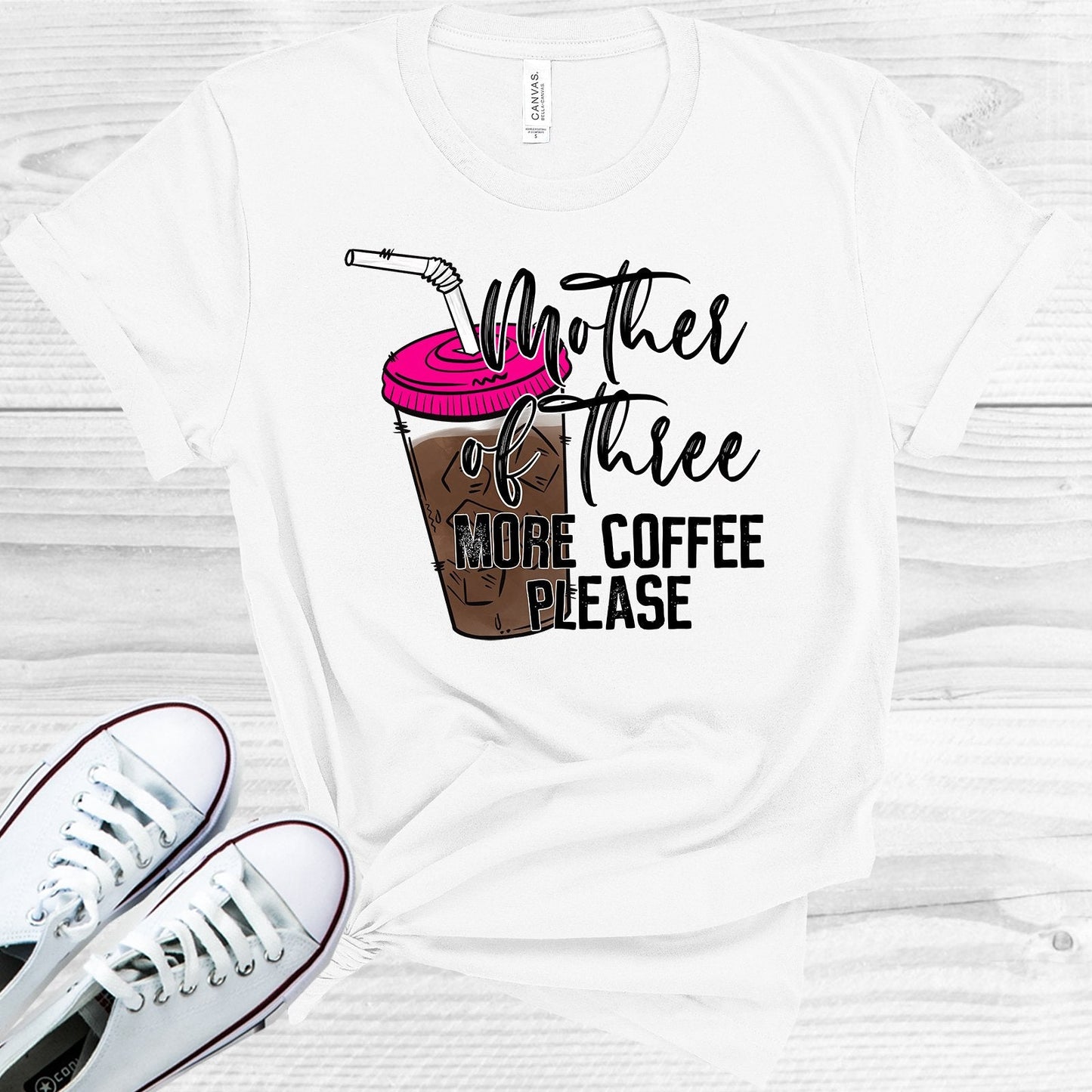 Mother of Three More Coffee Please Graphic Tee