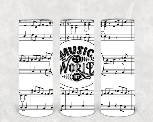 Music On World Off 20 oz Skinny Tumbler