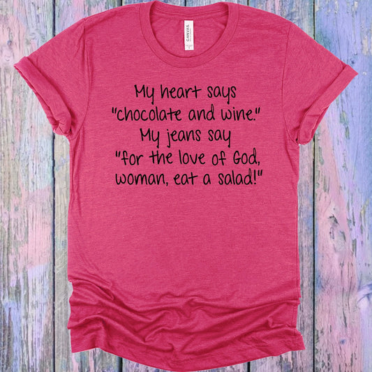 My Heart Says Chocolate and Wine Graphic Tee