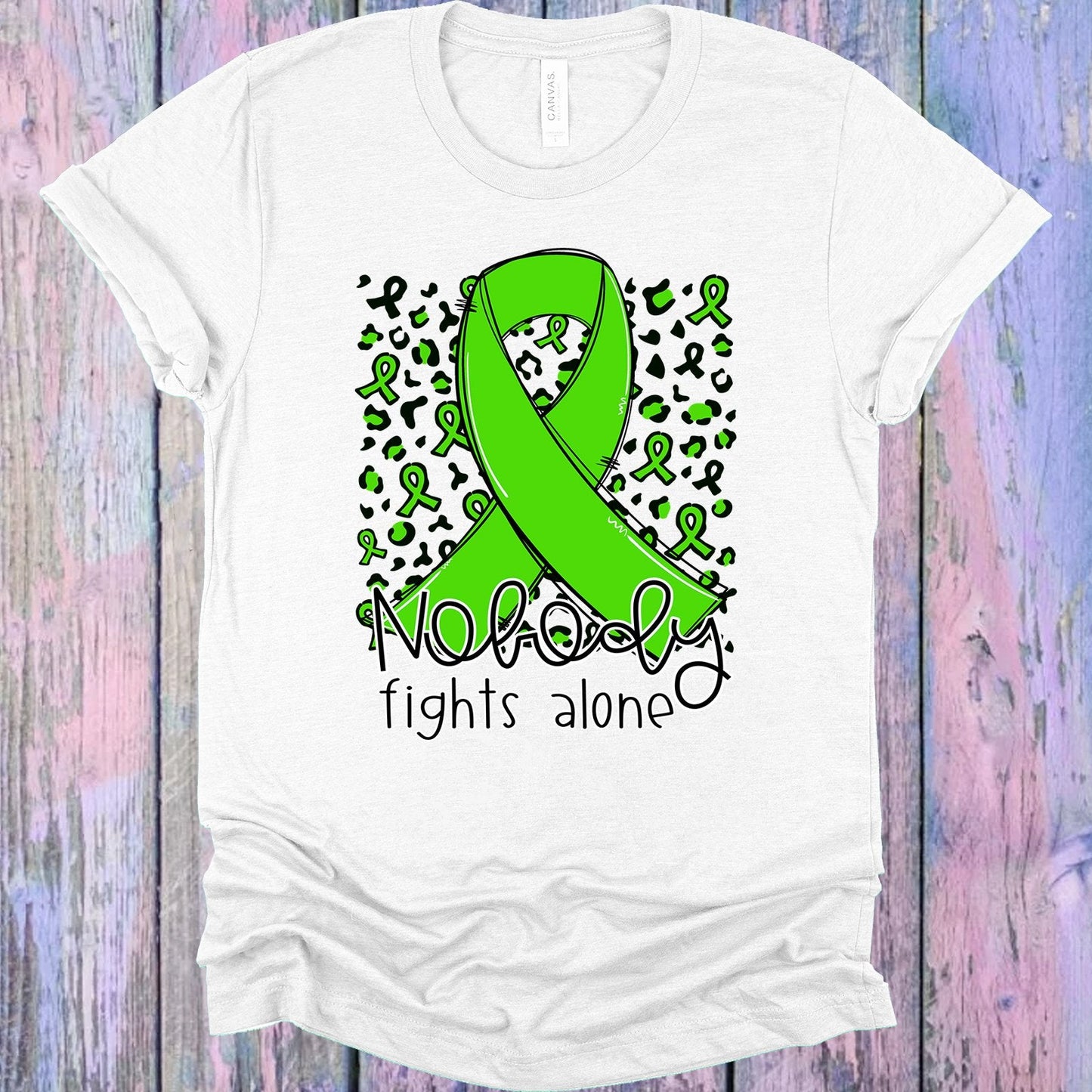 Nobody Fights Alone Light Green Ribbon Graphic Tee