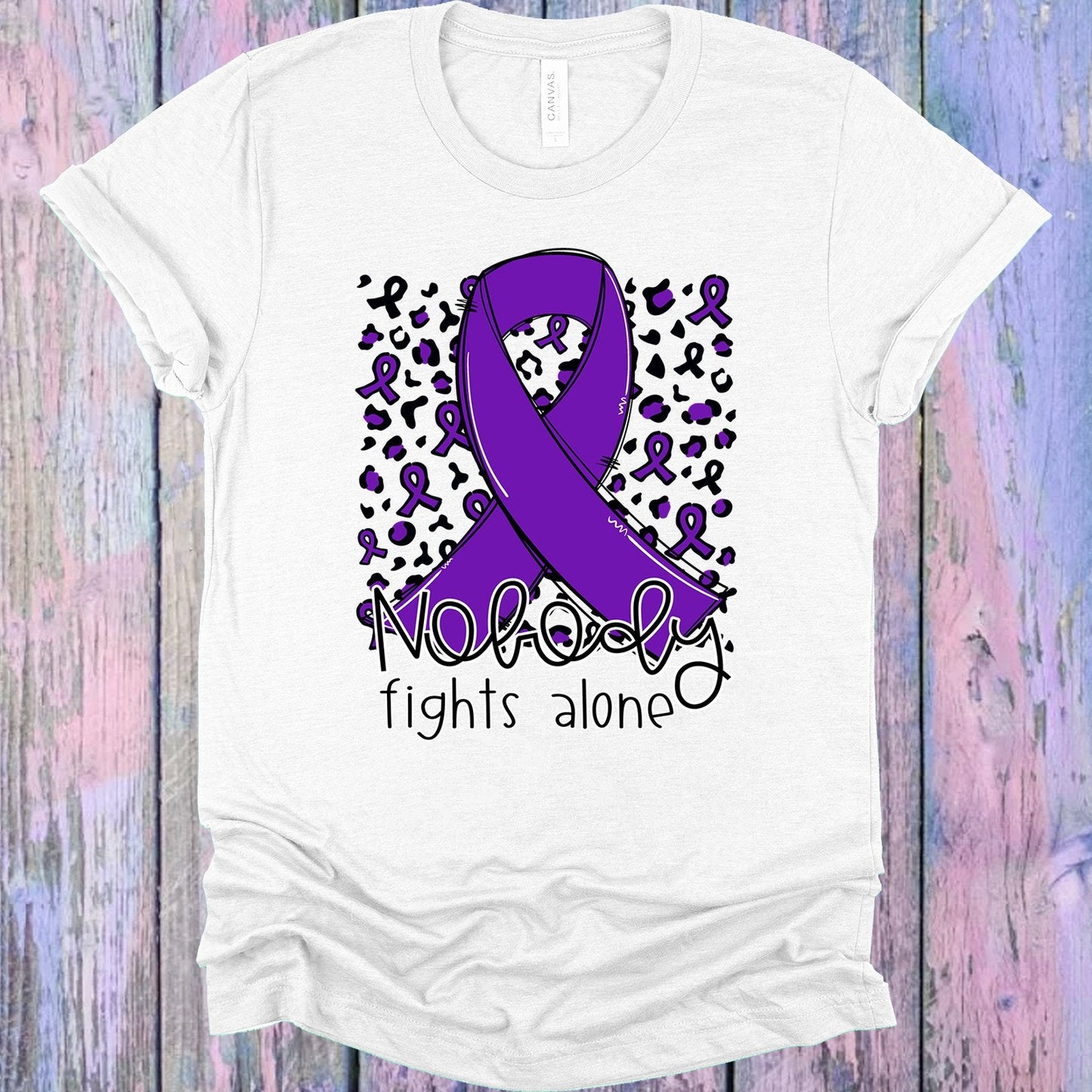 Nobody Fights Alone Purple Ribbon Graphic Tee