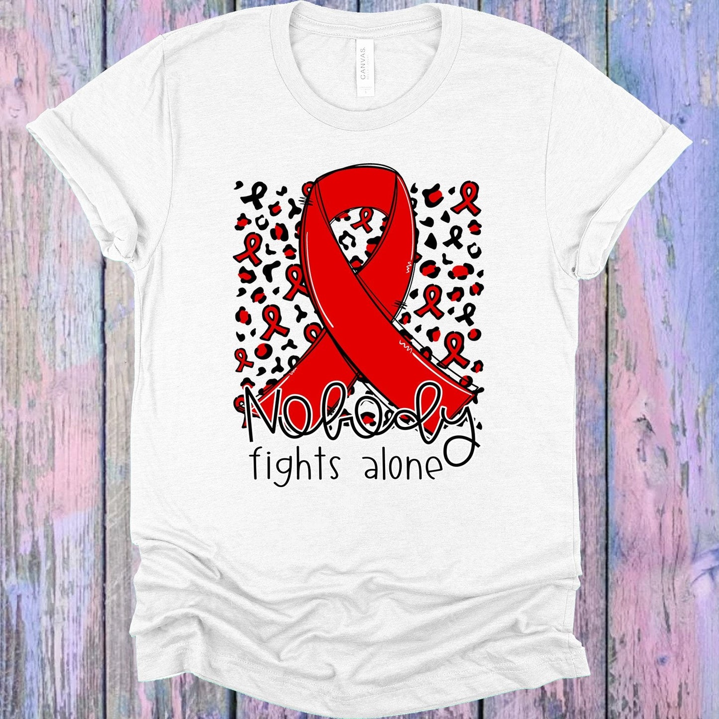 Nobody Fights Alone Red Ribbon Graphic Tee