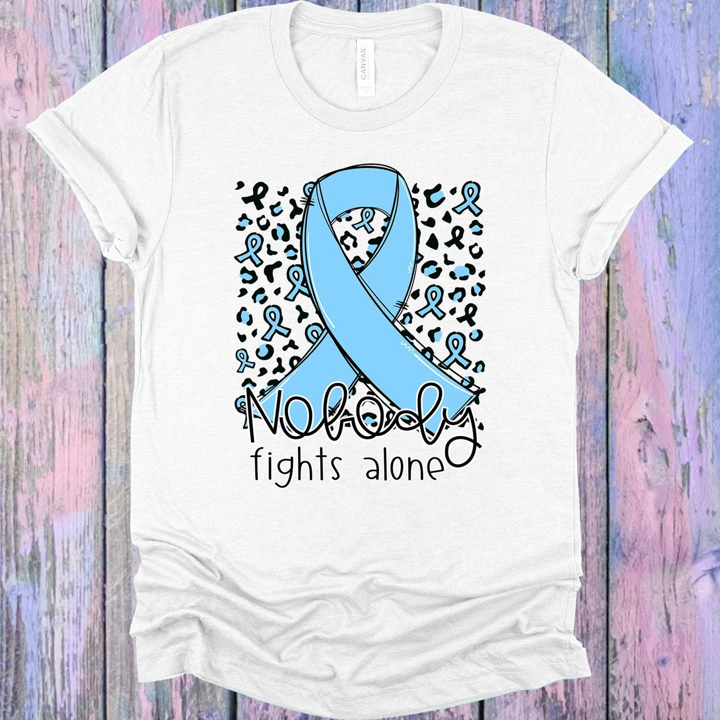 Nobody Fights Alone Light Blue Ribbon Graphic Tee