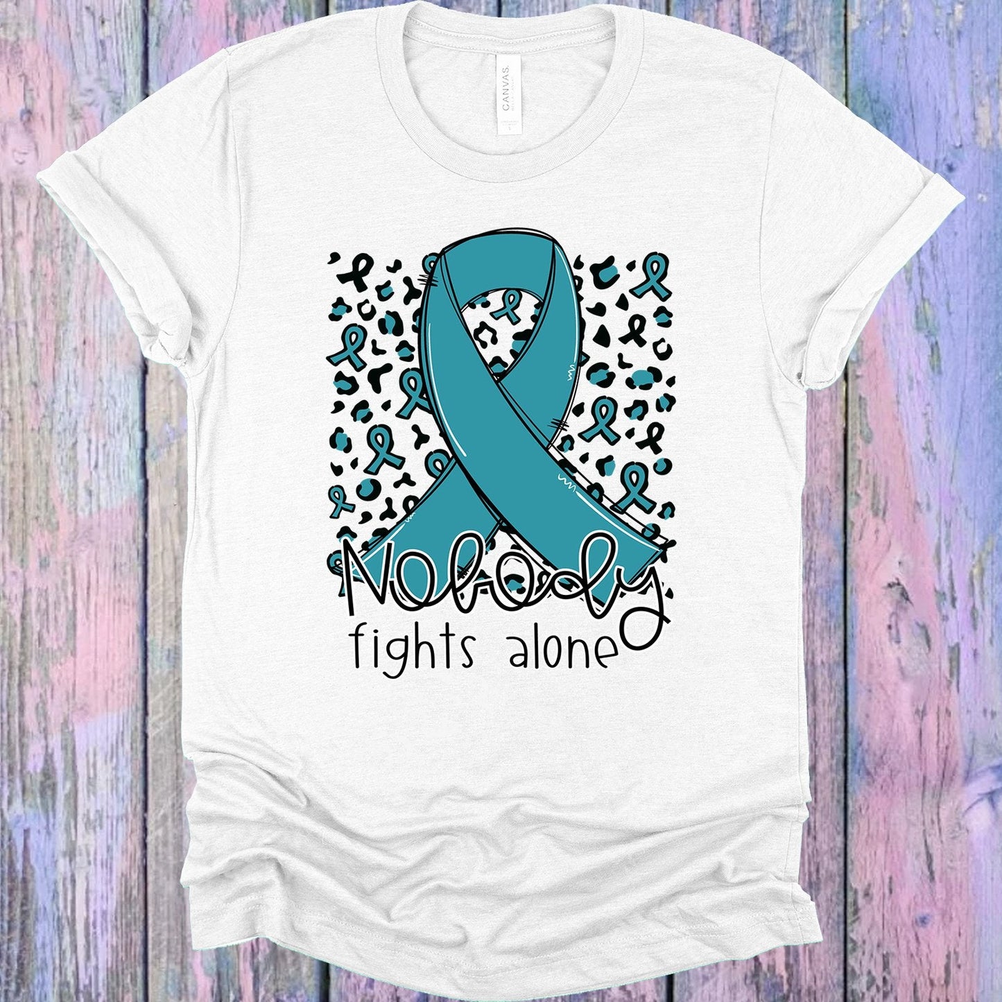 Nobody Fights Alone Teal Ribbon Graphic Tee